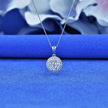 Load image into Gallery viewer, 14k Solid Gold Genuine Natural Diamond with Halo Round Cluster Necklace for Women with Adjustable Drawstring Chain
