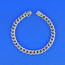 Load image into Gallery viewer, 14k Solid Gold Genuine Natural Diamond HEAVYWEIGHT Cuban Curb Link Reversible Chain Bracelet Unisex Men and Women White Yellow Rose
