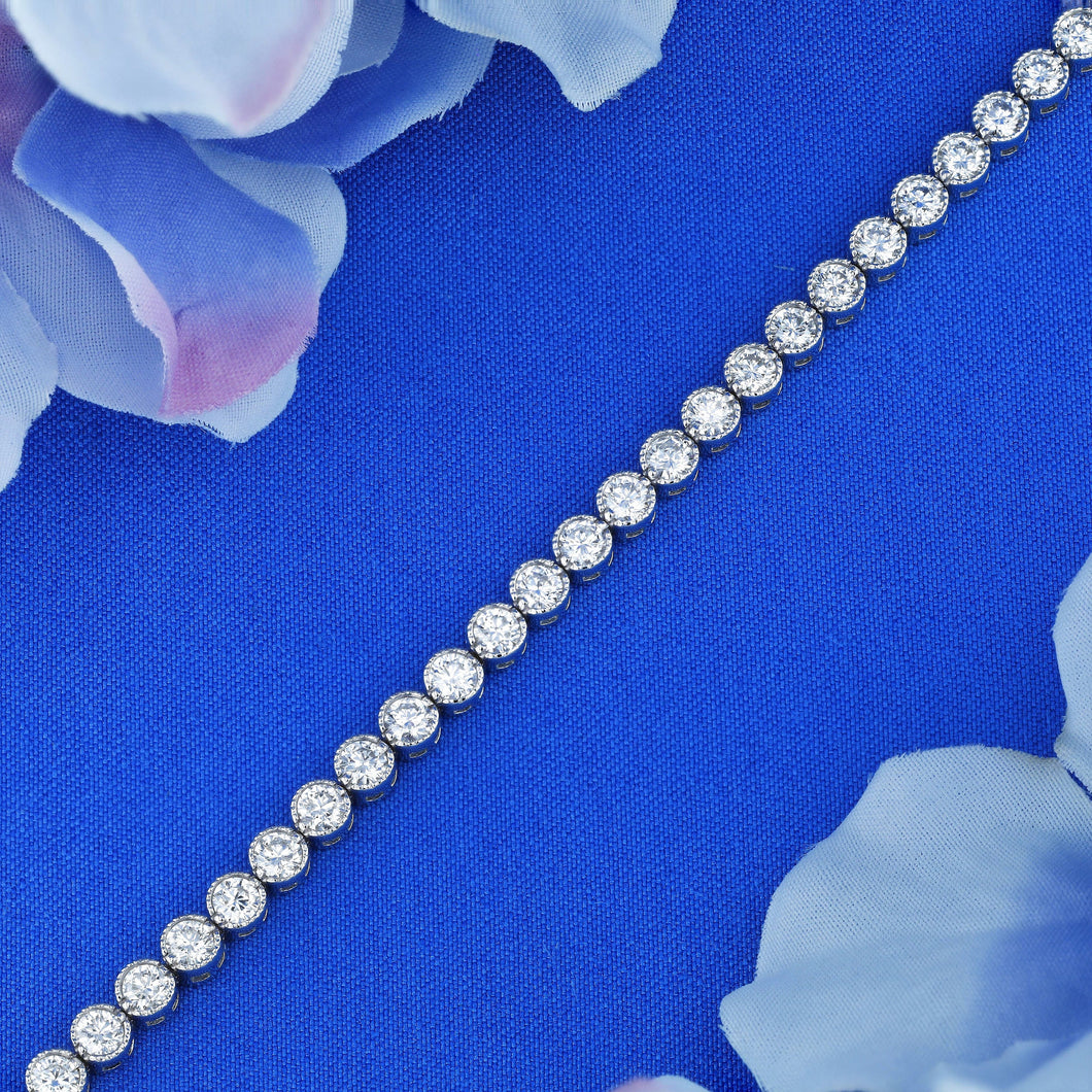 14k Solid Gold Genuine Natural Diamond VS Quality Bezel Set Milgrain Tennis Bracelet 5.43ct
