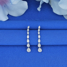 Load image into Gallery viewer, 14k Solid Gold Genuine Natural Diamond Pear Shaped Cluster Hanging Earrings for Women VS Quality 1.25&quot; Length Drop
