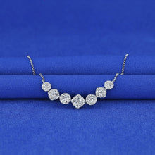 Load image into Gallery viewer, 14k Solid Gold Genuine Natural Diamond Cluster Cushion Cut and Round Illusion Necklace for Women
