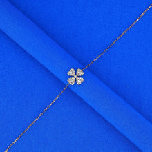 Load image into Gallery viewer, 18K Solid Gold Genuine Natural Diamond Pave Clover Flower Chain Stacking Bracelet with Adjustable Drawstring Chain
