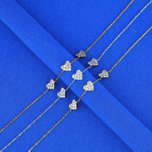 Load image into Gallery viewer, 18k Solid Gold Genuine Natural Diamond Pave 3 Heart Station Stacking Bracelet
