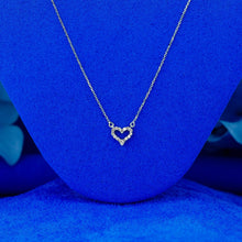Load image into Gallery viewer, 14k Gold Genuine Diamond Open Heart Necklace Pendant with Adjustable Chain in White Yellow or Rose Gold for Women or Girls
