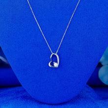Load image into Gallery viewer, 14K Gold Genuine Small Heart Shaped Floating Diamond Minimalist Layering Stacking Necklace w/ Adjustable Drawstring Chain for Women

