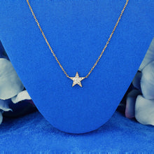 Load image into Gallery viewer, 18k Solid Gold Genuine Natural Diamond Star Layering Necklace w/ Adjustable Drawstring Chain
