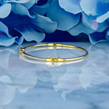 Load image into Gallery viewer, 14k Solid Gold Genuine Natural Diamond Baguette and Round Diamond Emerald Cut Look Statement Bangle for Women White Yellow Rose Gold
