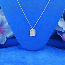 Load image into Gallery viewer, 14k Solid Gold Genuine Natural Diamond Pave Rectangle Small Dog Tag Pendant and Chain with Rope Frame
