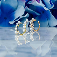 Load image into Gallery viewer, Single (Half Pair) 14k Gold Genuine Pearl Graduated Non-Pierced Ear Cuff in White Yellow or Rose Gold for Women or Girls
