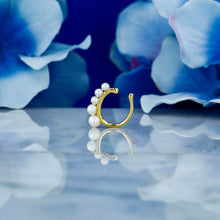 Load image into Gallery viewer, Single (Half Pair) 14k Gold Genuine Pearl Graduated Non-Pierced Ear Cuff in White Yellow or Rose Gold for Women or Girls
