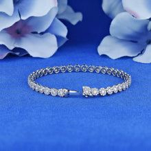 Load image into Gallery viewer, 14k Solid White Gold Genuine Natural Diamond 3ct High Quality Cluster Tennis Bracelet for Women
