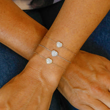 Load image into Gallery viewer, 18k Solid Gold Genuine Natural Diamond Pave Heart with Rope Frame Stacking Bracelet
