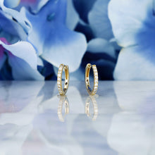 Load image into Gallery viewer, Single (Half Pair) 14k Solid Gold Genuine Natural Diamond 15mm Hinged Huggy Hoop Earrings Reversible
