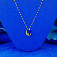 Load image into Gallery viewer, 14K Gold Genuine Small Heart Shaped Floating Diamond Minimalist Layering Stacking Necklace w/ Adjustable Drawstring Chain for Women
