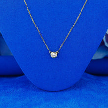 Load image into Gallery viewer, 14k Solid Gold Natural Diamond Bezel Pendant Necklace w/ Chain | Minimalist Jewelry for Women

