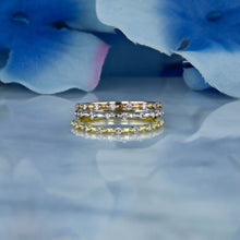 Load image into Gallery viewer, 14k Gold Genuine Diamond Thin Distance Promise Stack Ring Band w/ 9 High Quality Diamonds in White Yellow or Rose Gold for Women or Girls
