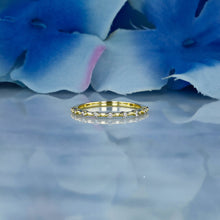 Load image into Gallery viewer, 14k Gold Genuine Diamond Thin Distance Promise Stack Ring Band w/ 9 High Quality Diamonds in White Yellow or Rose Gold for Women or Girls
