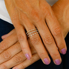 Load image into Gallery viewer, 14k Gold Genuine Diamond Thin Distance Promise Stack Ring Band w/ 9 High Quality Diamonds in White Yellow or Rose Gold for Women or Girls
