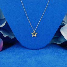 Load image into Gallery viewer, 18k Solid Gold Genuine Natural Diamond Open Star Layering Necklace w/ Adjustable Drawstring Chain
