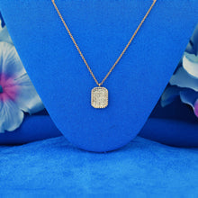 Load image into Gallery viewer, 14k Solid Gold Genuine Natural Diamond Pave Rectangle Small Dog Tag Pendant and Chain with Rope Frame
