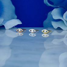 Load image into Gallery viewer, Single (Half Pair) 14k Solid Gold Natural Diamond Small Evil Eye Stud Earring
