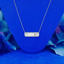 Load image into Gallery viewer, 14k Solid Gold Natural Diamond ID Bar Style Necklace with Diamond Border and Baguette
