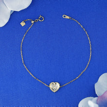 Load image into Gallery viewer, 18k Solid Gold Genuine Natural Diamond Pave Heart with Rope Frame Stacking Bracelet
