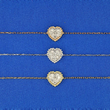 Load image into Gallery viewer, 18k Solid Gold Genuine Natural Diamond Pave Heart with Rope Frame Stacking Bracelet
