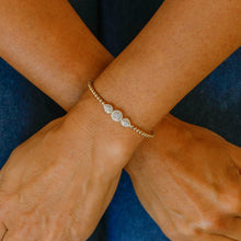 Load image into Gallery viewer, 18k Beaded Diamond Cuff Bangle Genuine Diamond Round and Pear Shape Center for Women in White Yellow Rose Gold
