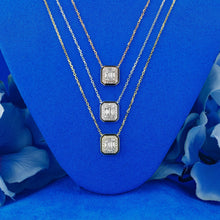 Load image into Gallery viewer, 14k Solid Gold Natural Diamond Baguette with Enamel Rectangle Adjustable Choker Necklace
