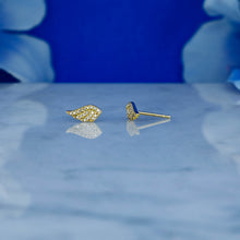 Load image into Gallery viewer, Single (Half Pair) 14k Gold Genuine Pave Diamond Angel Wing Stud Earrings
