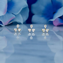 Load image into Gallery viewer, Single (Half Pair) 18k Solid Gold Genuine Natural Diamond  Heart and Pear Shape Stud Earring
