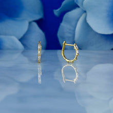 Load image into Gallery viewer, Single (Half Pair) 18k Solid Gold Genuine Natural Baguette Diamond 10.75mm Huggy Hoop Earrings
