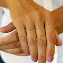 Load image into Gallery viewer, 14k Gold Genuine Diamond Thin Distance Promise Stack Ring Band w/ 9 High Quality Diamonds in White Yellow or Rose Gold for Women or Girls
