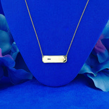 Load image into Gallery viewer, 14k Solid Gold Natural Diamond ID Bar Style Necklace with Diamond Border and Baguette
