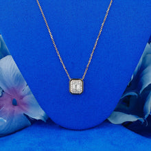 Load image into Gallery viewer, 14k Solid Gold Natural Diamond Baguette with Enamel Rectangle Adjustable Choker Necklace

