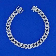 Load image into Gallery viewer, 14k Solid Gold Genuine Natural Diamond HEAVYWEIGHT Cuban Curb Link Reversible Chain Bracelet Unisex Men and Women White Yellow Rose
