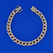 Load image into Gallery viewer, 14k Solid Gold Genuine Natural Diamond HEAVYWEIGHT Cuban Curb Link Reversible Chain Bracelet Unisex Men and Women White Yellow Rose

