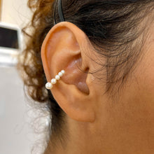 Load image into Gallery viewer, Single (Half Pair) 14k Gold Genuine Pearl Graduated Non-Pierced Ear Cuff in White Yellow or Rose Gold for Women or Girls
