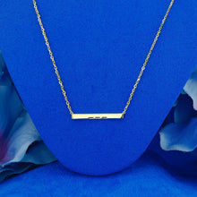Load image into Gallery viewer, 14k Solid Gold Natural Diamond Baguette and Round Bar Necklace with Black Enamel Adjustable Necklace
