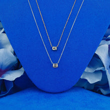 Load image into Gallery viewer, 18k Solid Gold .18ct Natural Diamond Emerald Cut Solitaire Bezel Set Necklace
