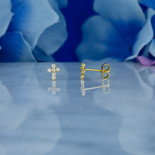 Load image into Gallery viewer, Single (Half Pair) 18k Solid Gold Genuine Natural Small Diamond Cross Stud Earring
