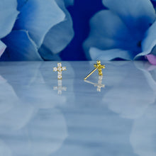 Load image into Gallery viewer, Single (Half Pair) 18k Solid Gold Genuine Natural Small Diamond Cross Stud Earring
