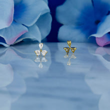 Load image into Gallery viewer, Single (Half Pair) 18k Solid Gold Genuine Natural Diamond  Heart and Pear Shape Stud Earring
