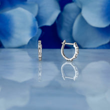 Load image into Gallery viewer, Single (Half Pair) 18k Solid Gold Genuine Natural Baguette Diamond 10.75mm Huggy Hoop Earrings
