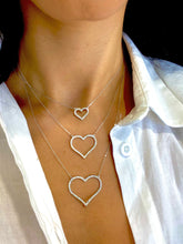 Load image into Gallery viewer, 14k Gold + Genuine High Quality Diamond Classic Open Heart Necklace for Girls or Women White Yellow or Rose Gold w/ Adjustable Chain
