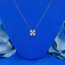 Load image into Gallery viewer, 18k Solid Gold Natural Diamond Pave Clover Layering Necklace w/ Adjustable Chain
