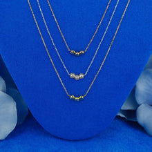 Load image into Gallery viewer, 18k Solid Gold Natural Diamond Three Stone Trio Cluster Necklace with Adjustable Drawstring Chain
