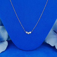 Load image into Gallery viewer, 18k Solid Gold Natural Diamond Three Stone Trio Cluster Necklace with Adjustable Drawstring Chain
