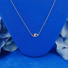 Load image into Gallery viewer, 14k Solid Gold Natural Diamond  Evil Eye Necklace with Adjustable Chain
